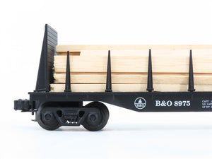 O Gauge 3-Rail Industrial Rail IDM 7502 B&O Bulkhead Flat Car #8975 w/ Stakes