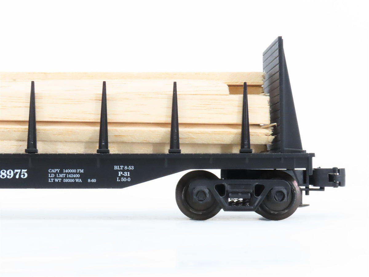 O Gauge 3-Rail Industrial Rail IDM 7502 B&amp;O Bulkhead Flat Car #8975 w/ Stakes