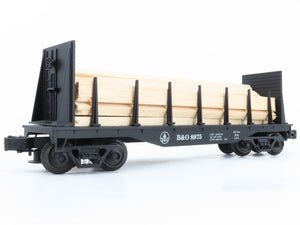 O Gauge 3-Rail Industrial Rail IDM 7502 B&O Bulkhead Flat Car #8975 w/ Stakes