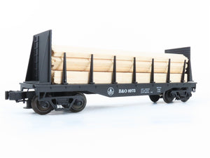 O Gauge 3-Rail Industrial Rail IDM 7502 B&O Bulkhead Flat Car #8975 w/ Stakes