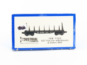 O Gauge 3-Rail Industrial Rail IDM 7502 B&O Bulkhead Flat Car #8975 w/ Stakes