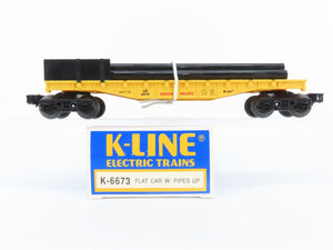 O Gauge 3-Rail K-Line K-6673 UP Union Pacific Flat Car w/ Pipes #6673