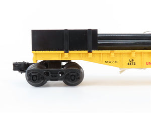 O Gauge 3-Rail K-Line K-6673 UP Union Pacific Flat Car w/ Pipes #6673