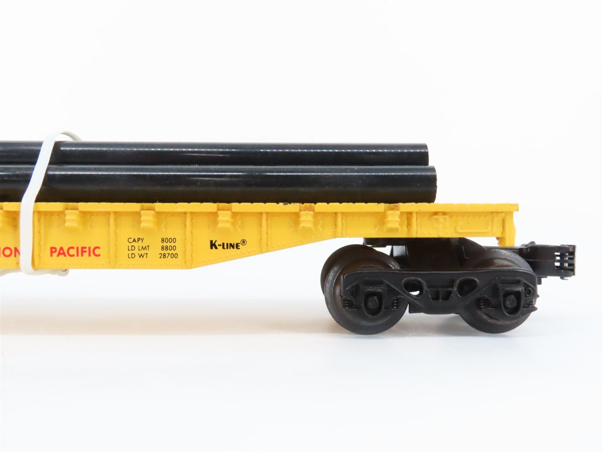 O Gauge 3-Rail K-Line K-6673 UP Union Pacific Flat Car w/ Pipes #6673