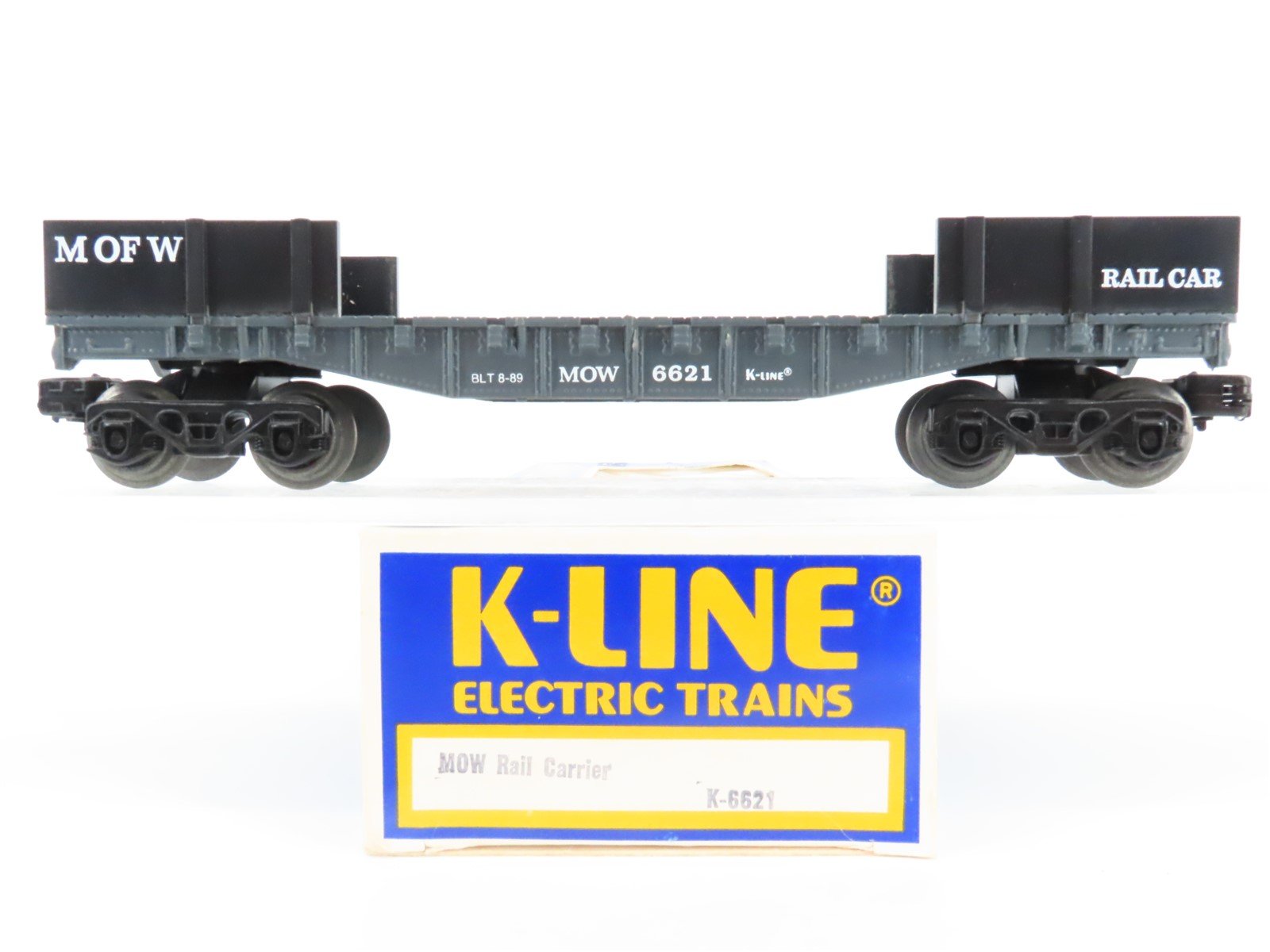O Gauge 3-Rail K-Line K-6621 MOW Maintenance of Way Rail Carrier w/Load #6621