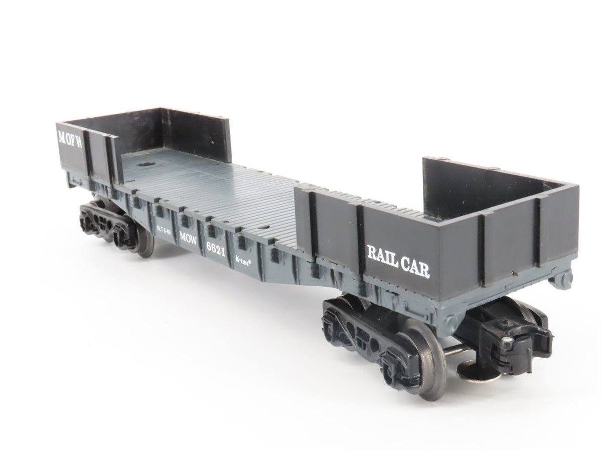 O Gauge 3-Rail K-Line K-6621 MOW Maintenance of Way Rail Carrier w/Load #6621