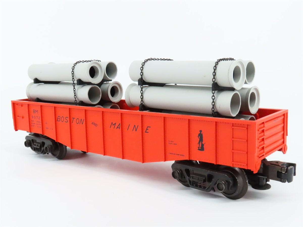 O Gauge 3-Rail Atlas Industrial Rail 1003001-2 BM Gondola #9072 w/ Pipe Load