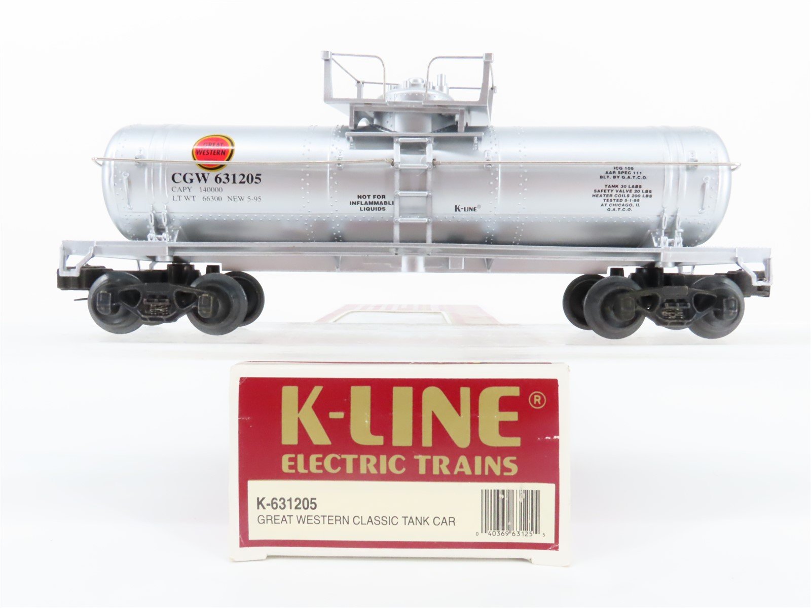 O Gauge 3-Rail K-Line K-631205 GW Great Western Single Dome Tank Car #631205