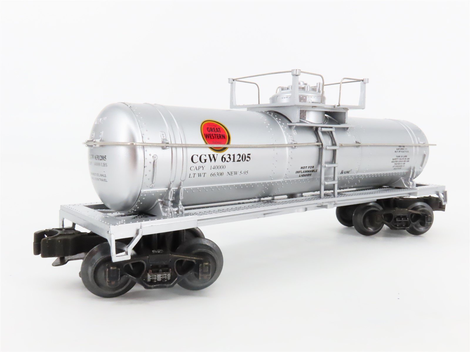 O Gauge 3-Rail K-Line K-631205 GW Great Western Single Dome Tank Car #631205