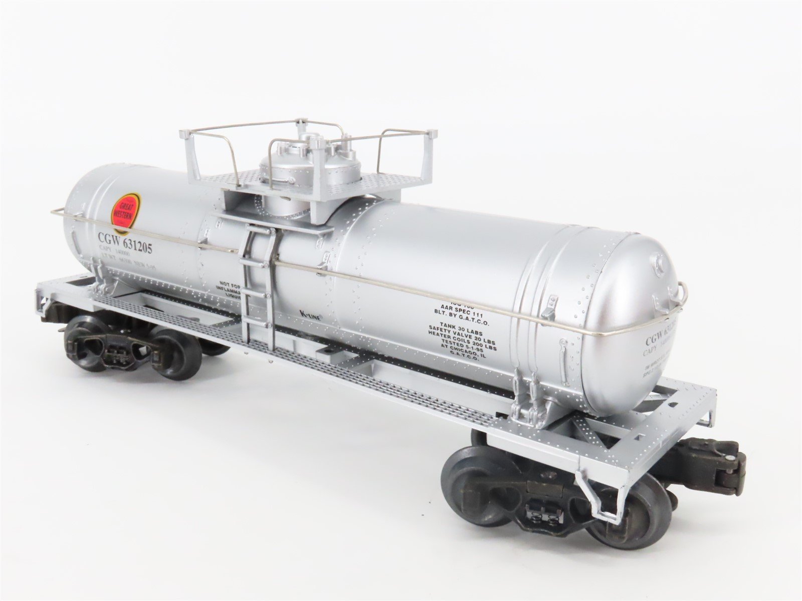 O Gauge 3-Rail K-Line K-631205 GW Great Western Single Dome Tank Car #631205