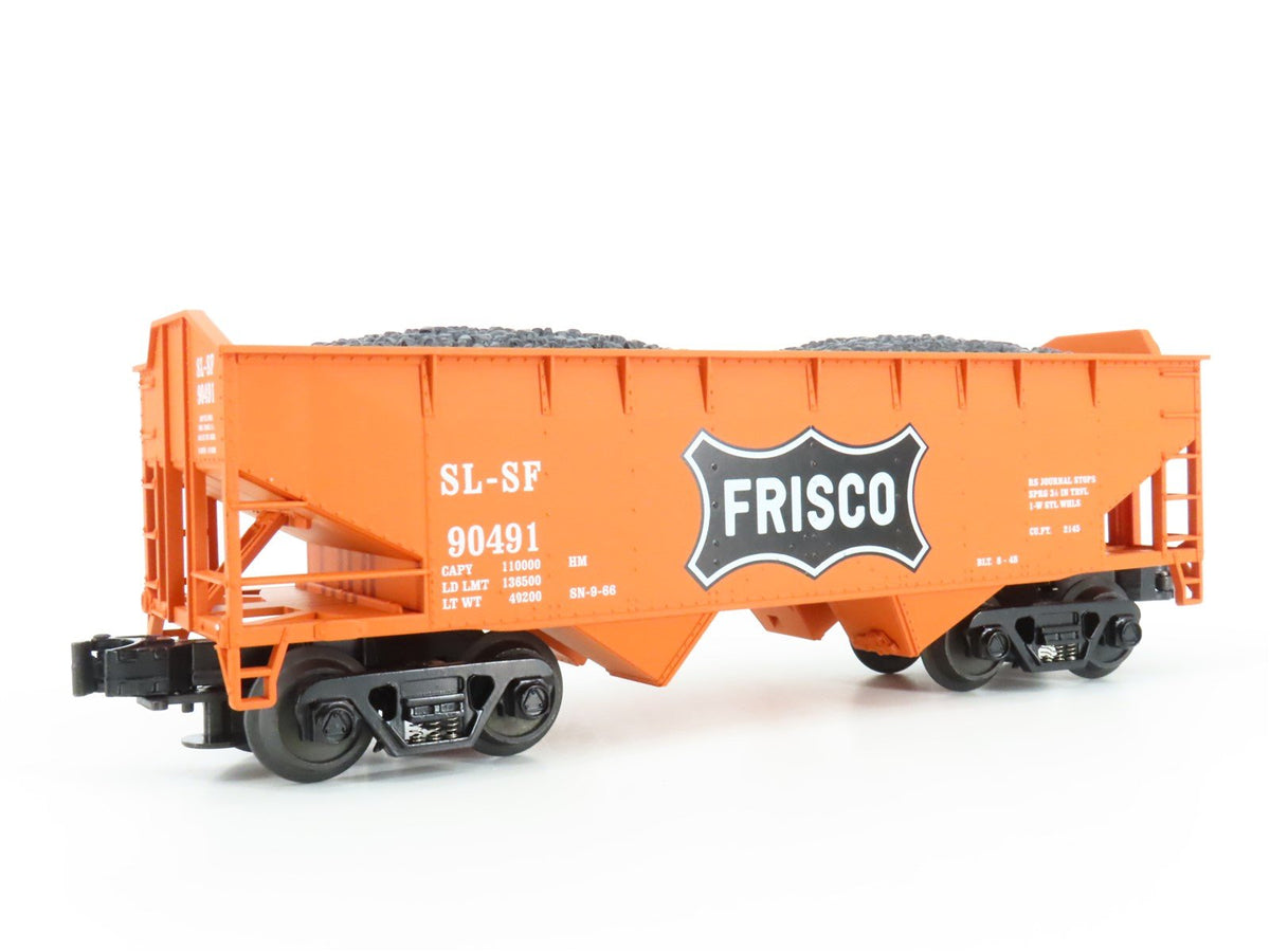 O Gauge 3-Rail MTH 20-97415 SLSF Frisco 2-Bay Offset Hopper #90491 w/Load