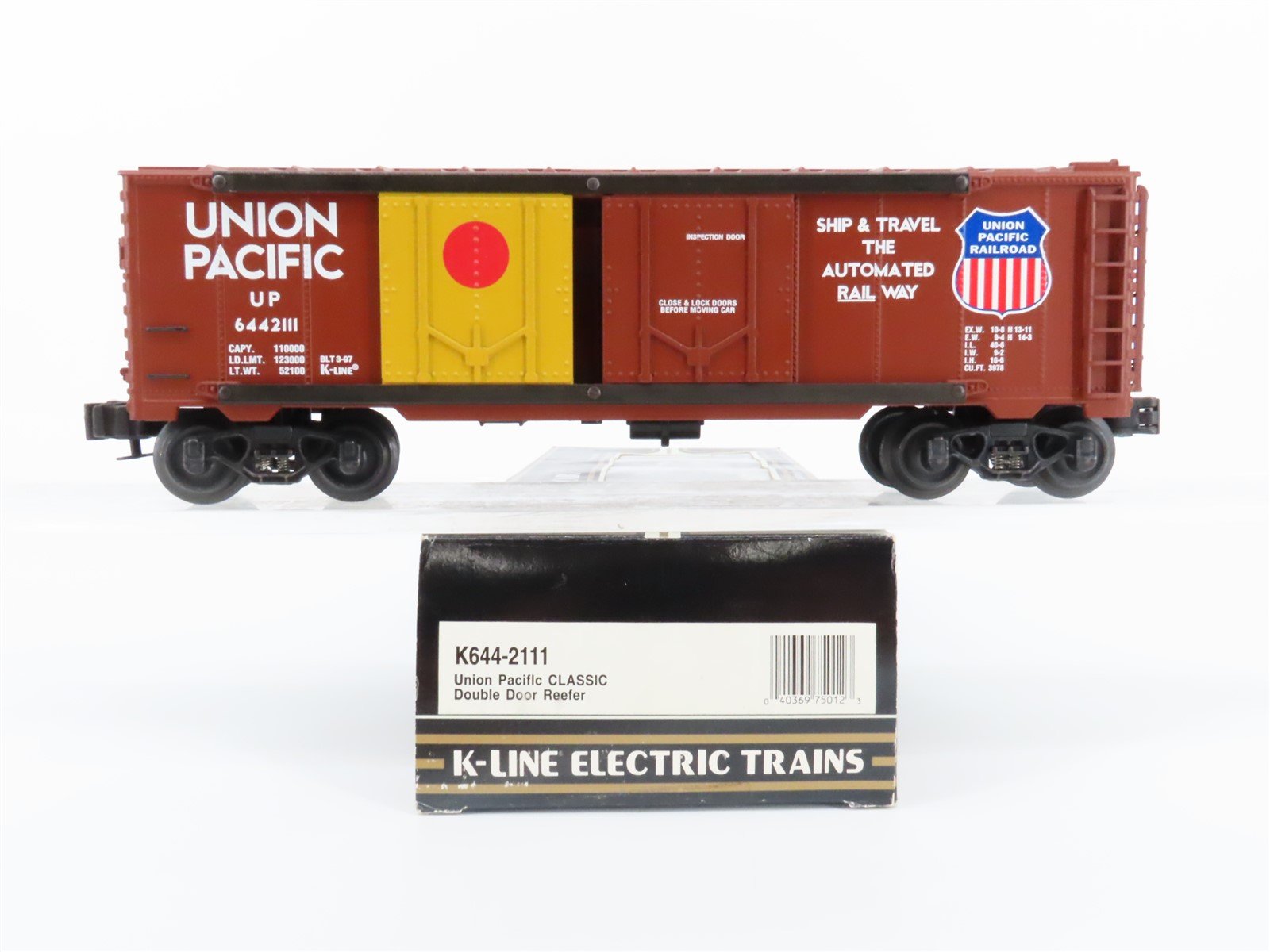 O Gauge 3-Rail K-Line K644-2111 UP Union Pacific Double Door Reefer #6442111