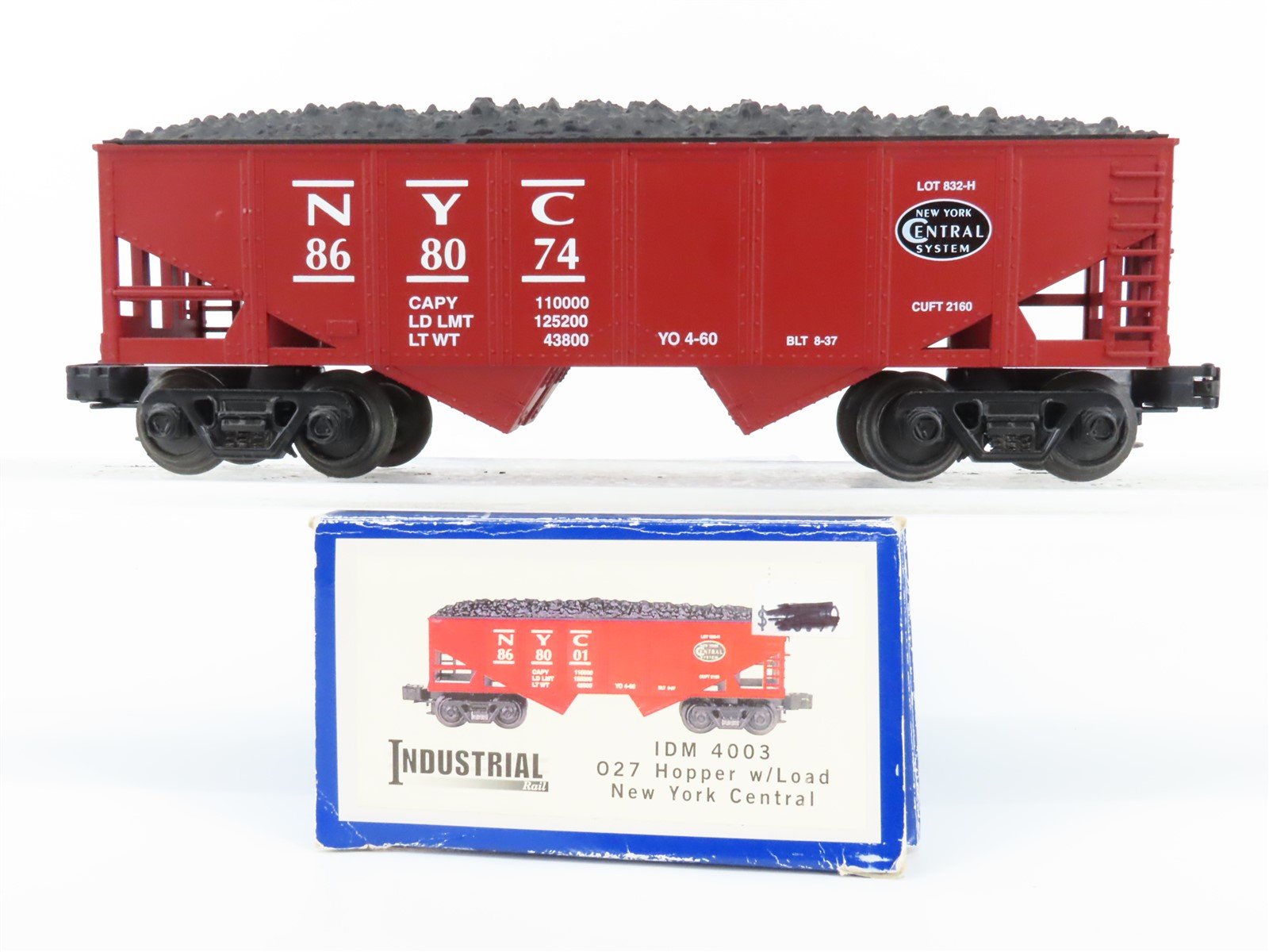 O Gauge 3-Rail Industrial Rail IDM 4003 NYC New York Central 2-Bay Hopper 868074