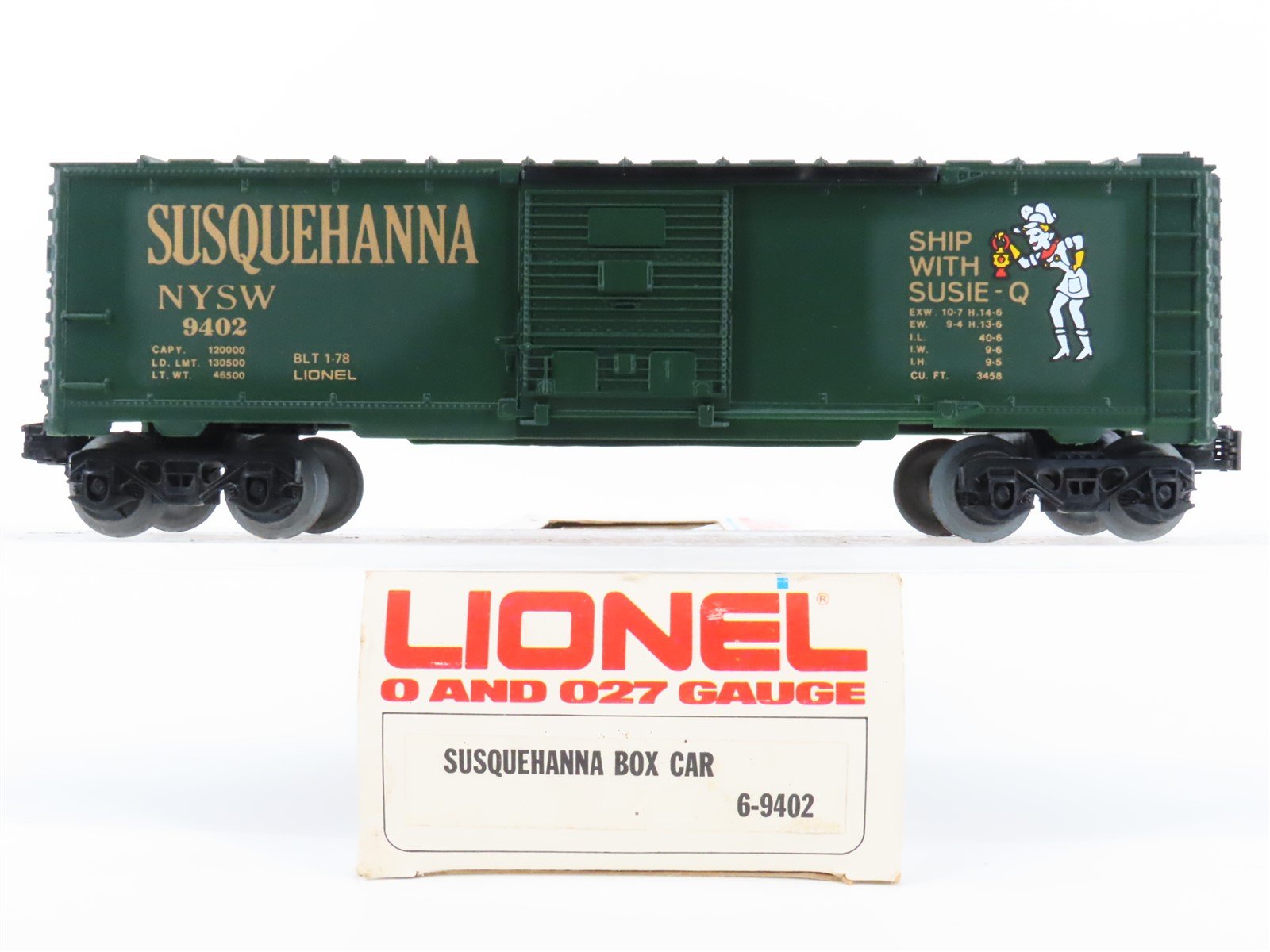 O Gauge 3-Rail Lionel 6-9402 NYSW Susquehanna Single Door Box Car #9402
