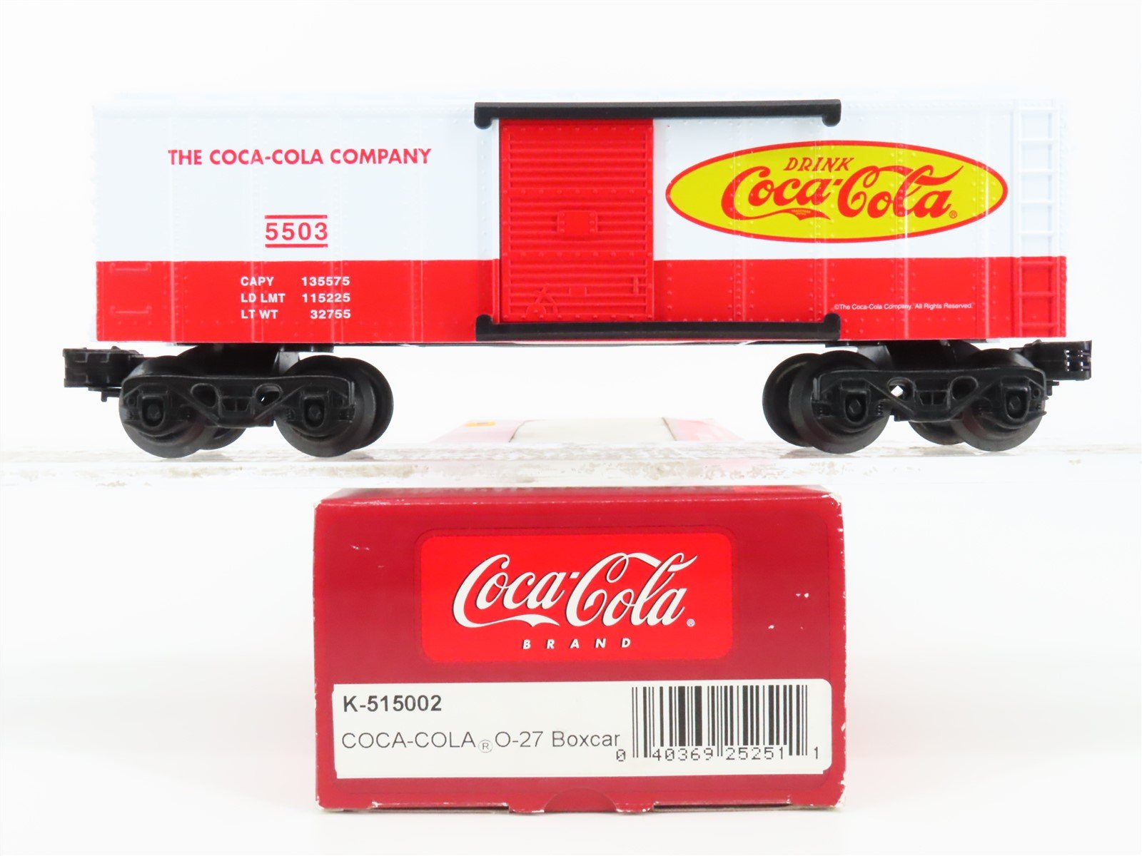 O27 Gauge 3-Rail K-Line K-515002 Coca-Cola 40' Boxcar #5503