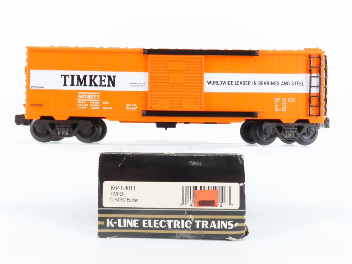 O Gauge 3-Rail K-Line K641-8011 Timken Single Door Boxcar #6418011