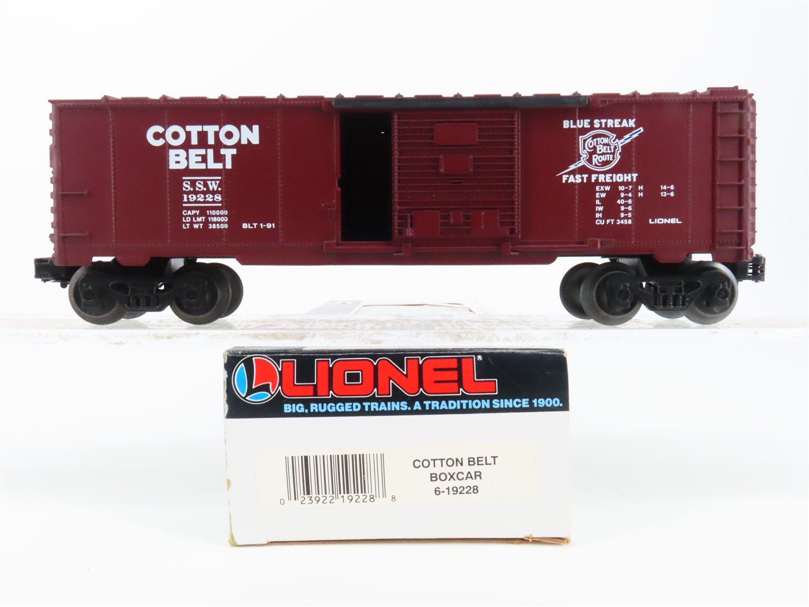 O Gauge 3-Rail Lionel 6-19228 SSW Cotton Belt Blue Streak Boxcar #19228
