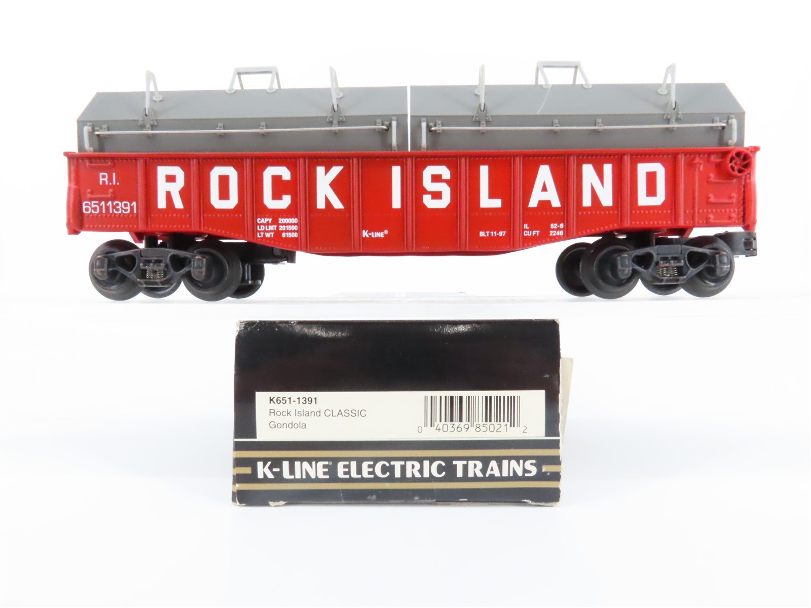 O Gauge 3-Rail K-Line K651-1391 RI Rock Island Gondola w/Load #6511391