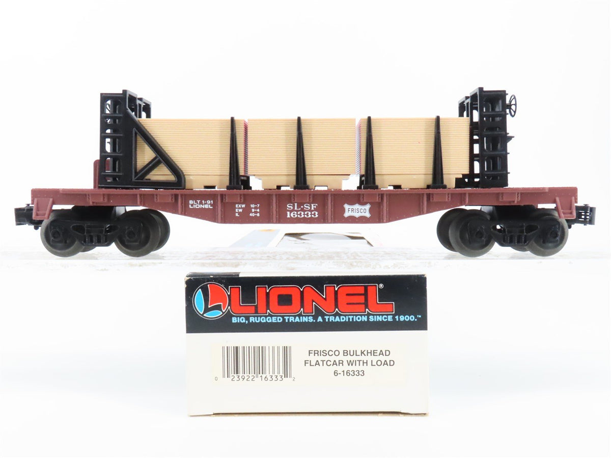 O Gauge 3-Rail Lionel 6-16333 SLSF Frisco Bulkhead Flatcar #16333 w/Lumber Load