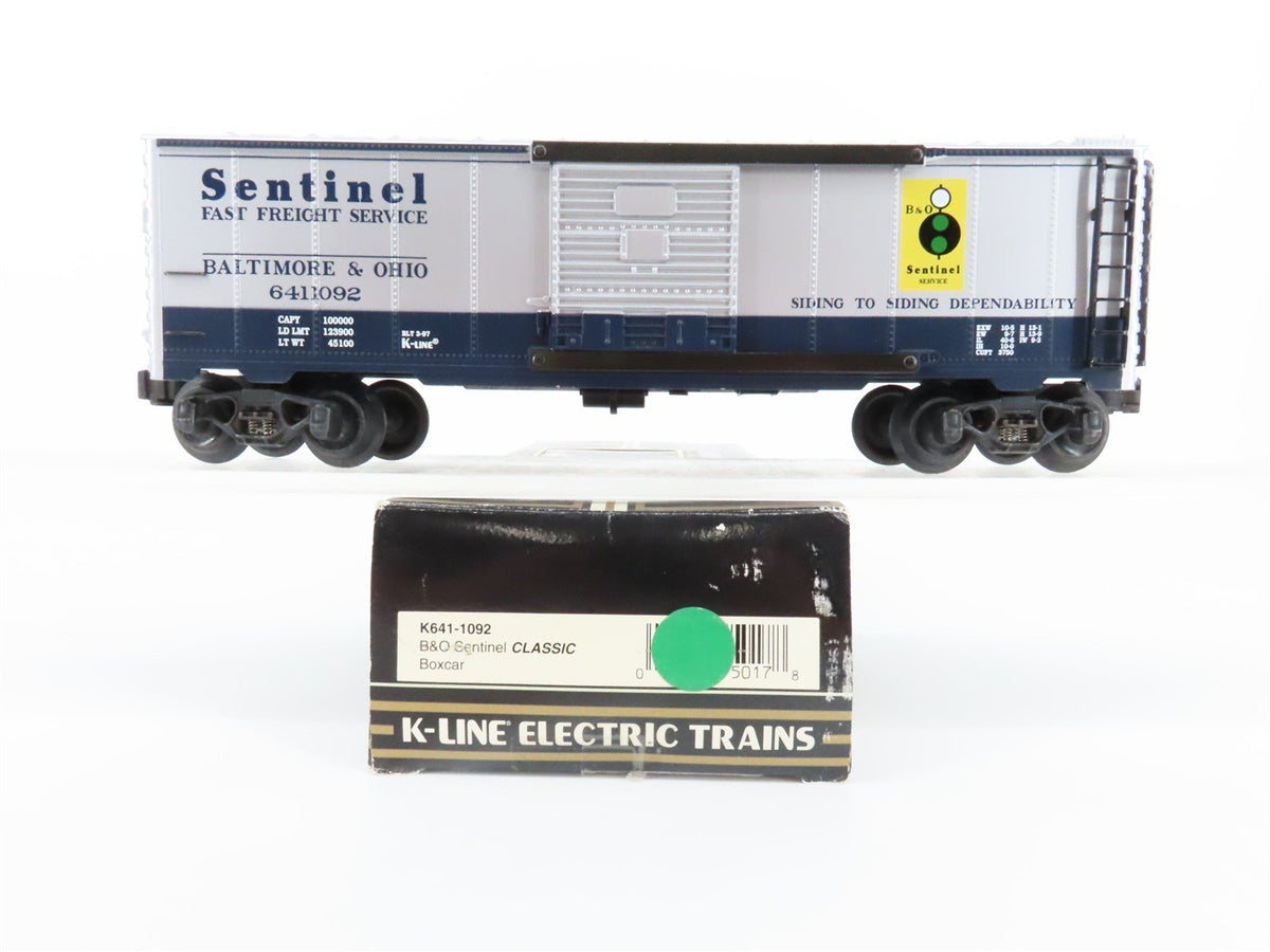 O Gauge 3-Rail K-Line K641-1092 B&amp;O Baltimore &amp; Ohio Sentinel Boxcar #6411092