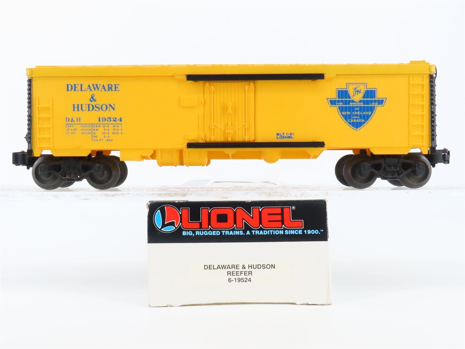 O Gauge 3-Rail Lionel 6-19524 D&H Delaware & Hudson "Bridge Line" Reefer #19524