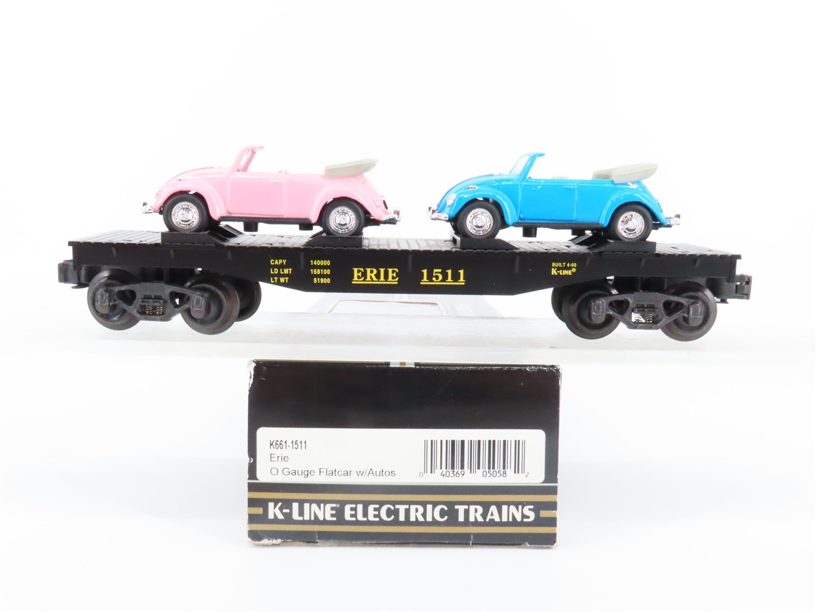 O Gauge 3-Rail K-Line K661-1511 Erie Flat Car W/Volkswagen autos #1511