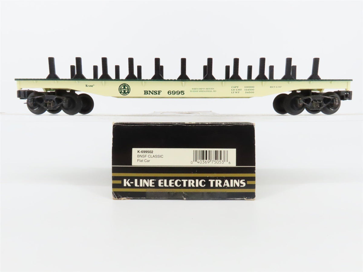 O Gauge 3-Rail K-Line K-699502 BNSF Santa Fe Flat Car W/Pickup Trucks #6995