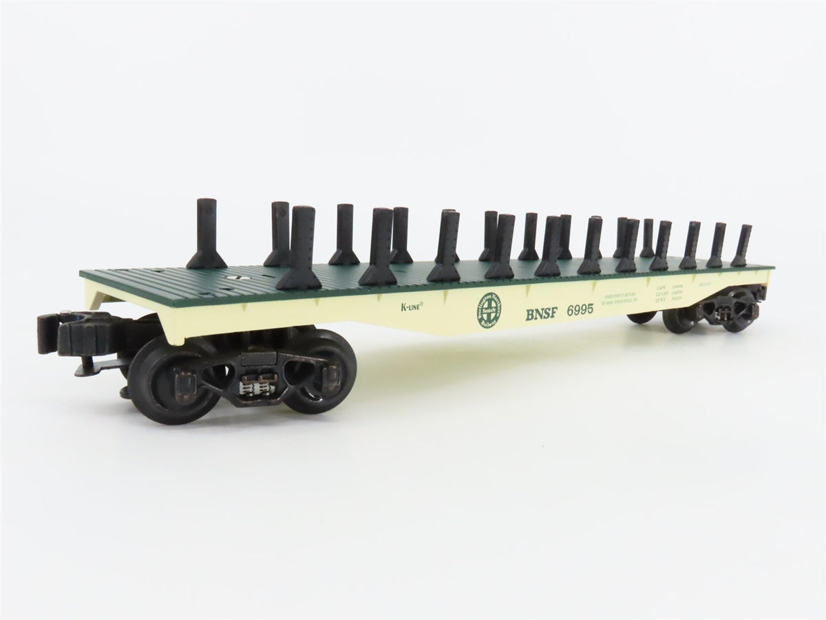O Gauge 3-Rail K-Line K-699502 BNSF Santa Fe Flat Car W/Pickup Trucks #6995