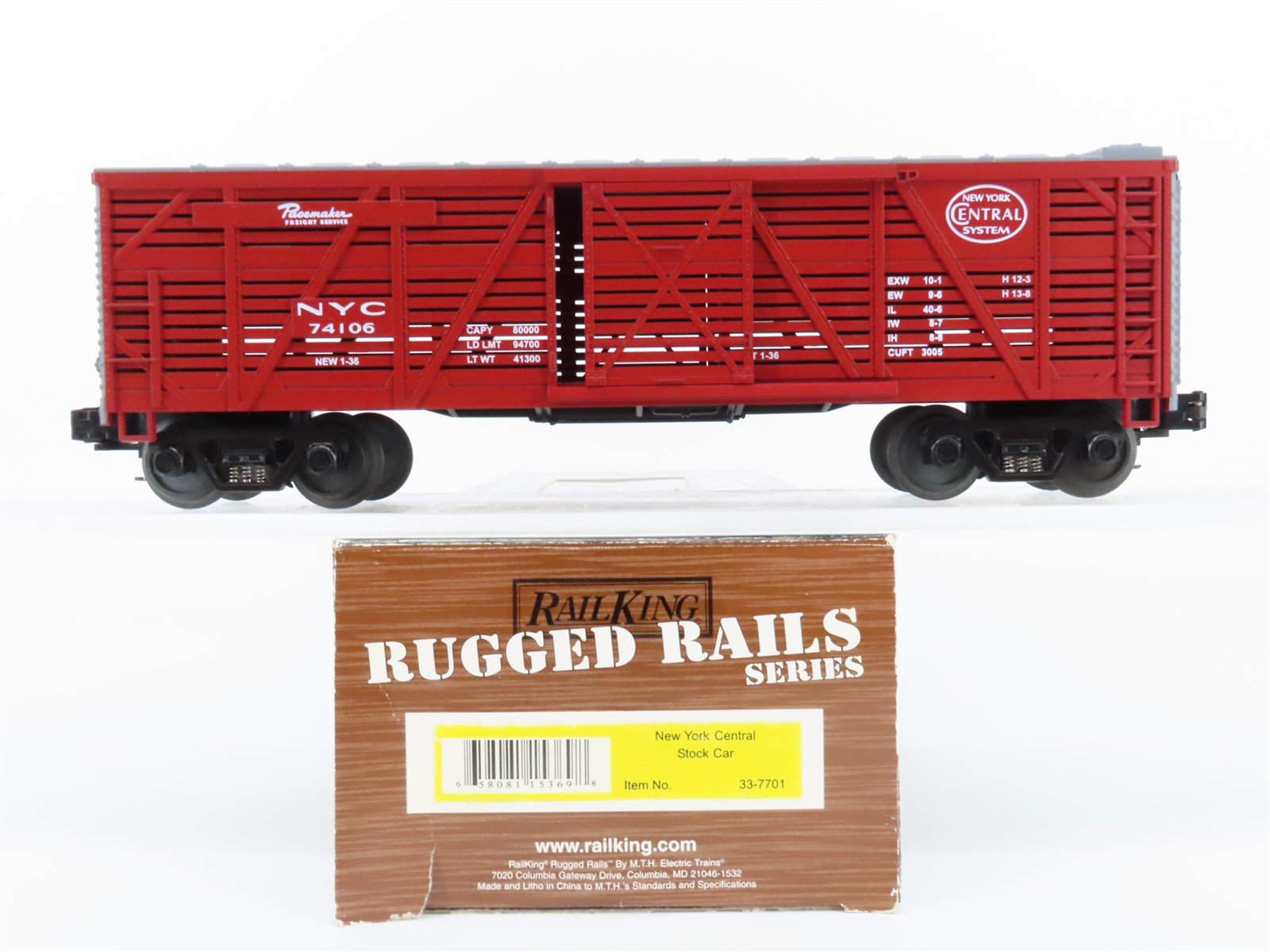 O Gauge 3-Rail Rail King Rugged Rails Series 33-7701 NYC Stock Car 74106
