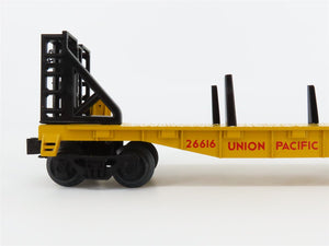 O Gauge 3-Rail Lionel 6-26616 UP Union Pacific Bulkhead Flat Car w/ Pipes #26616