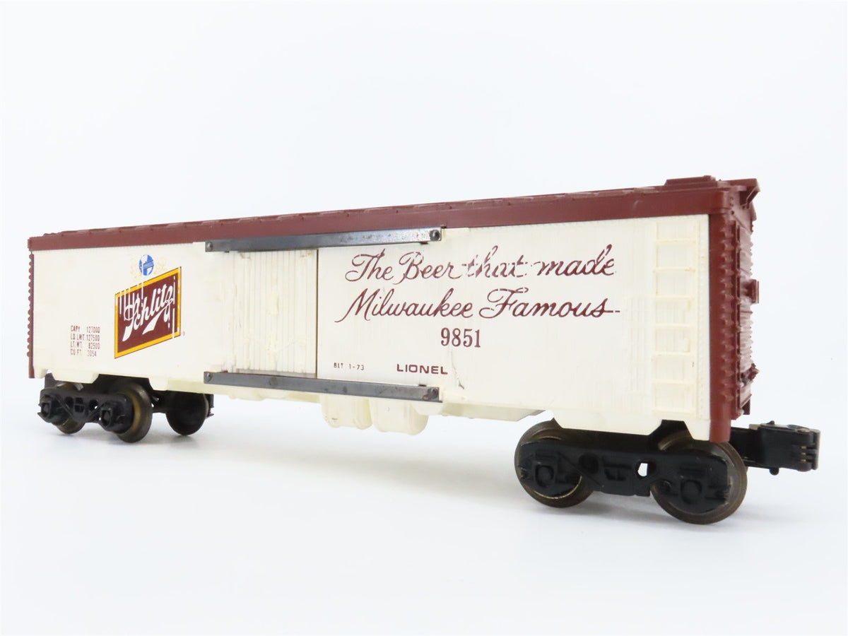O Gauge 3-Rail Lionel 6-9851 Schlitz Beer Reefer #9851