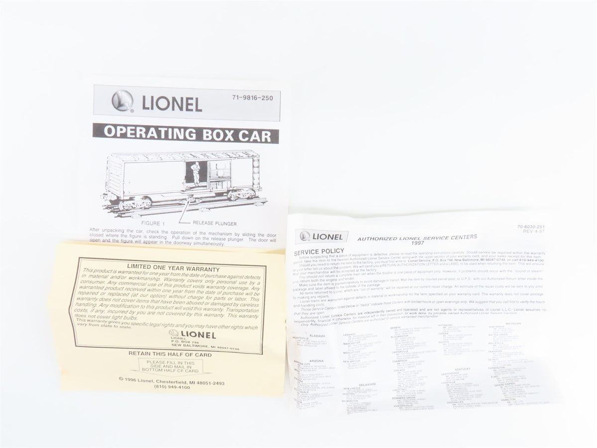 O Gauge 3-Rail Lionel 6-19835 3464X FedEx Animated Boxcar #3464