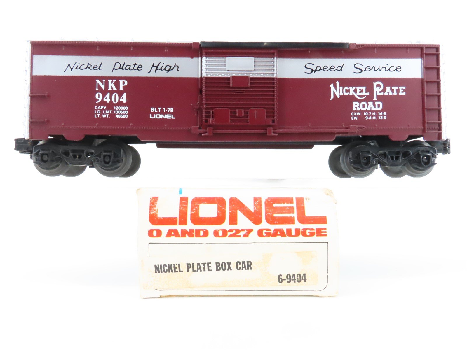 O Gauge 3-Rail Lionel 6-9404 NKP Nickel Plate Road Single Door Box Car #9404