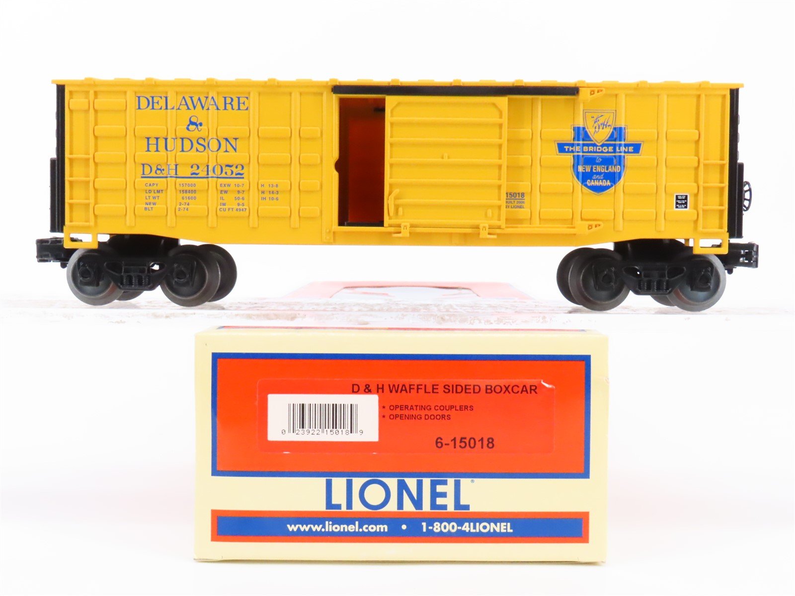 O Gauge 3-Rail Lionel 6-15018 D&H Delaware & Hudson Waffle Side Boxcar #24052
