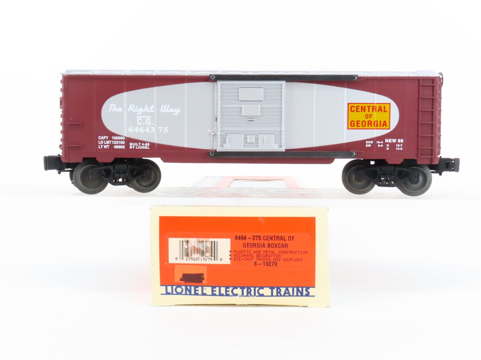O Gauge 3-Rail Lionel 6-19279 CG Central of Georgia Single Door Box Car #6464375