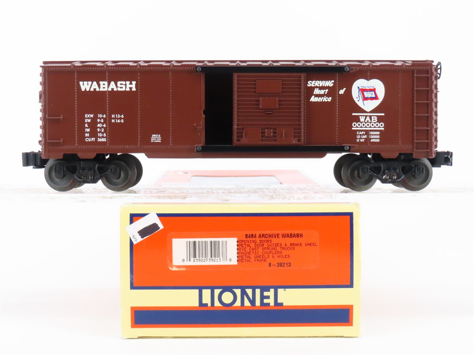 O Gauge 3-Rail Lionel 6-39213 6464 Archive WAB Wabash "Heart" Boxcar #0000000