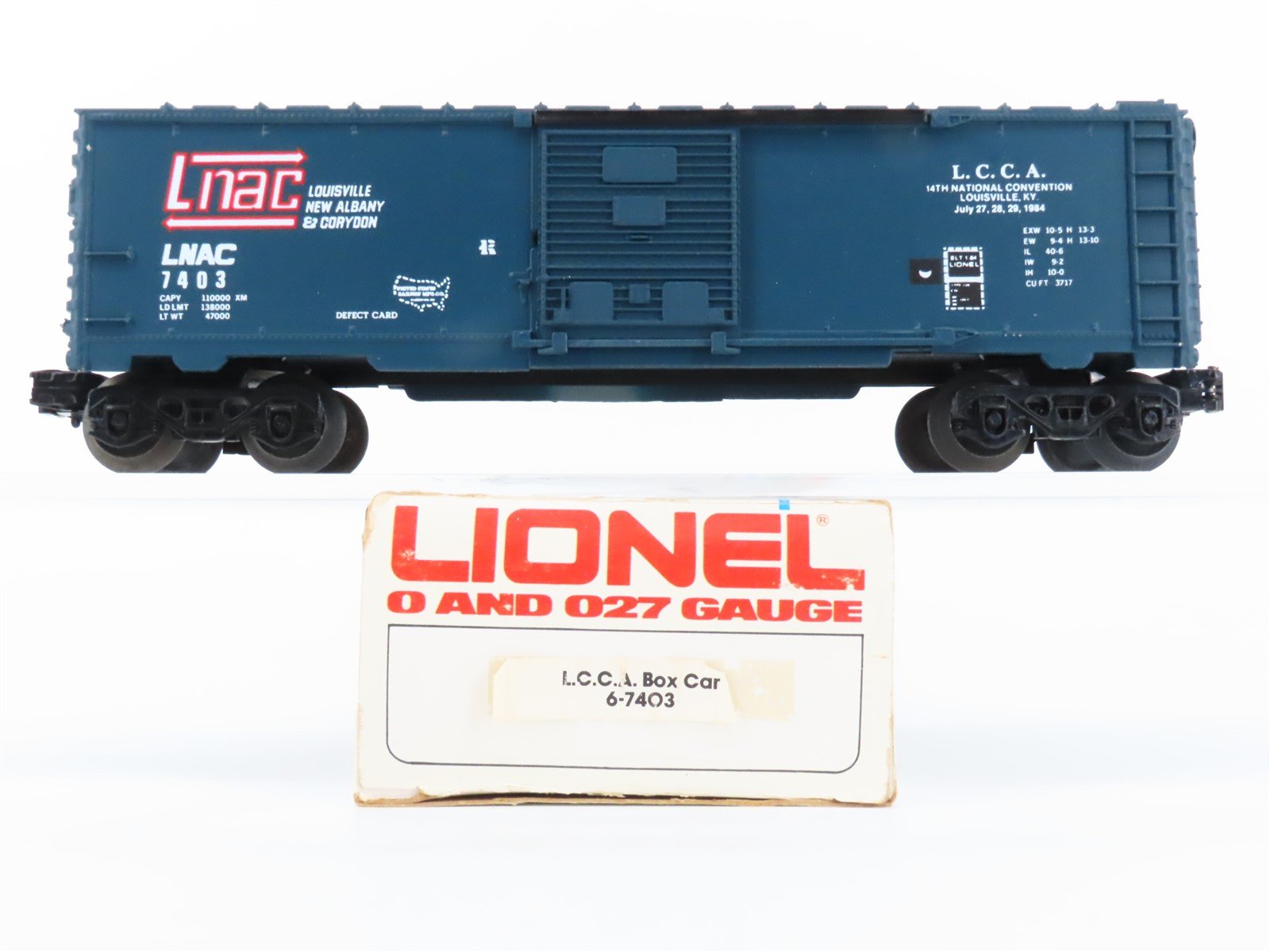 O Gauge 3-Rail Lionel 6-7403 LCCA LNAC Railroad Single Door Box Car #7403