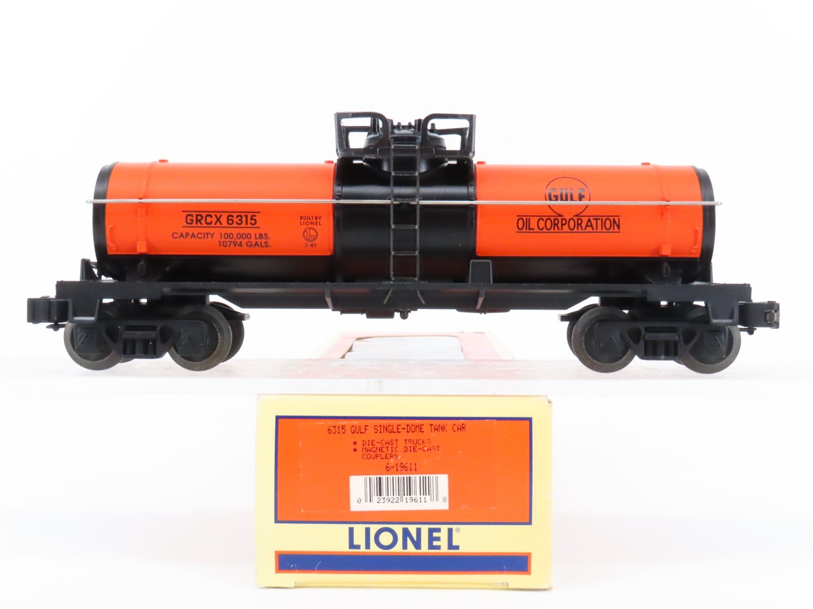 O Gauge 3-Rail Lionel 6-19611 GRCX Gulf Oil Corp Single Dome Tank Car 6315