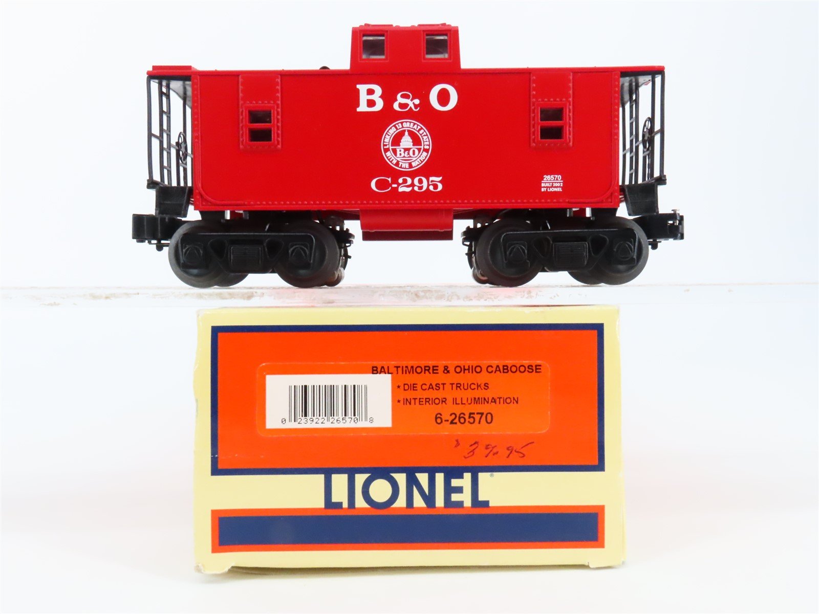 O Gauge 3-Rail Lionel 6-26570 B&O Baltimore & Ohio Caboose #C-295 w/Lights