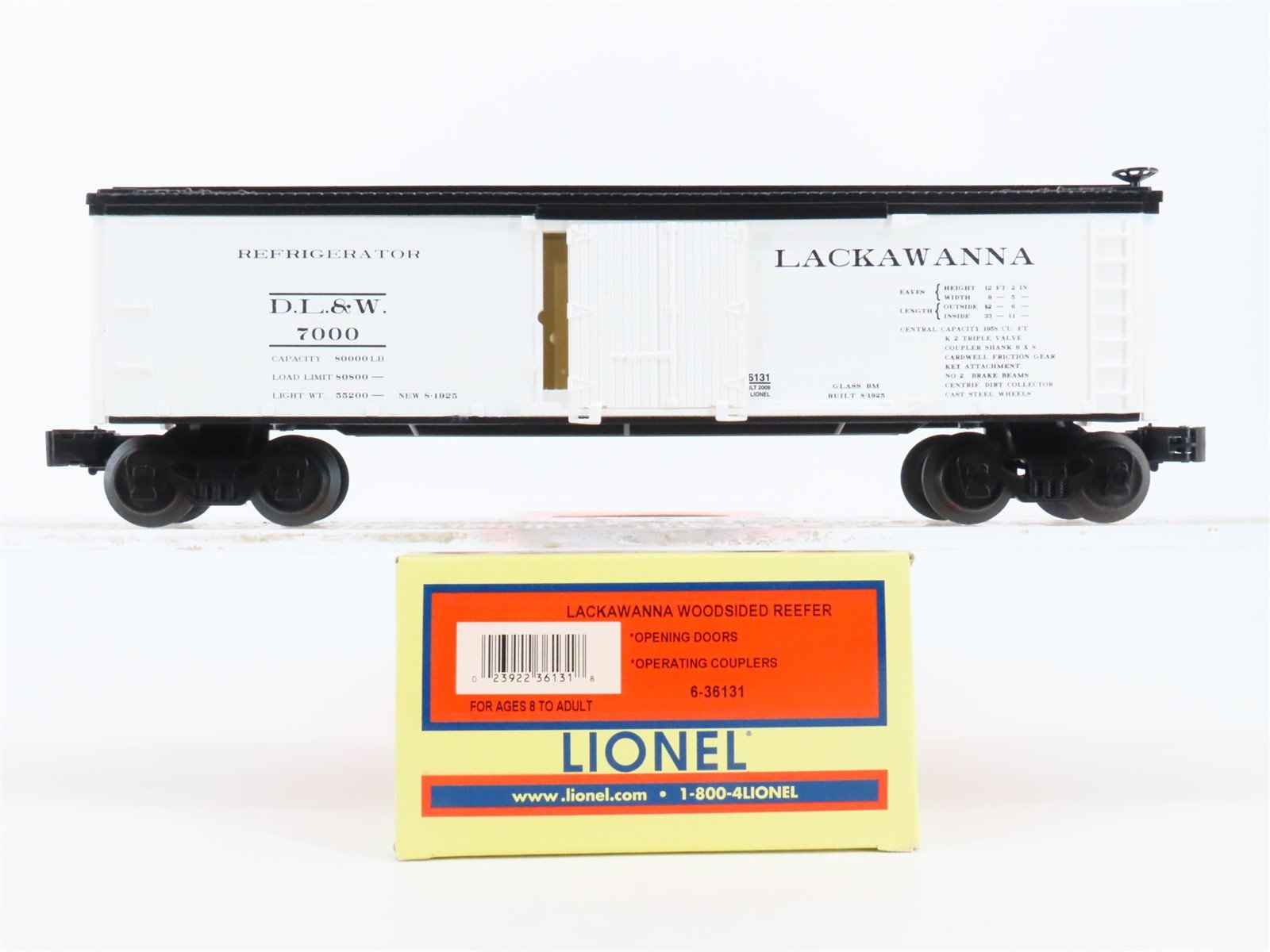 O Gauge 3-Rail Lionel 6-36131 DLW Lackawanna Woodsided Reefer #7000