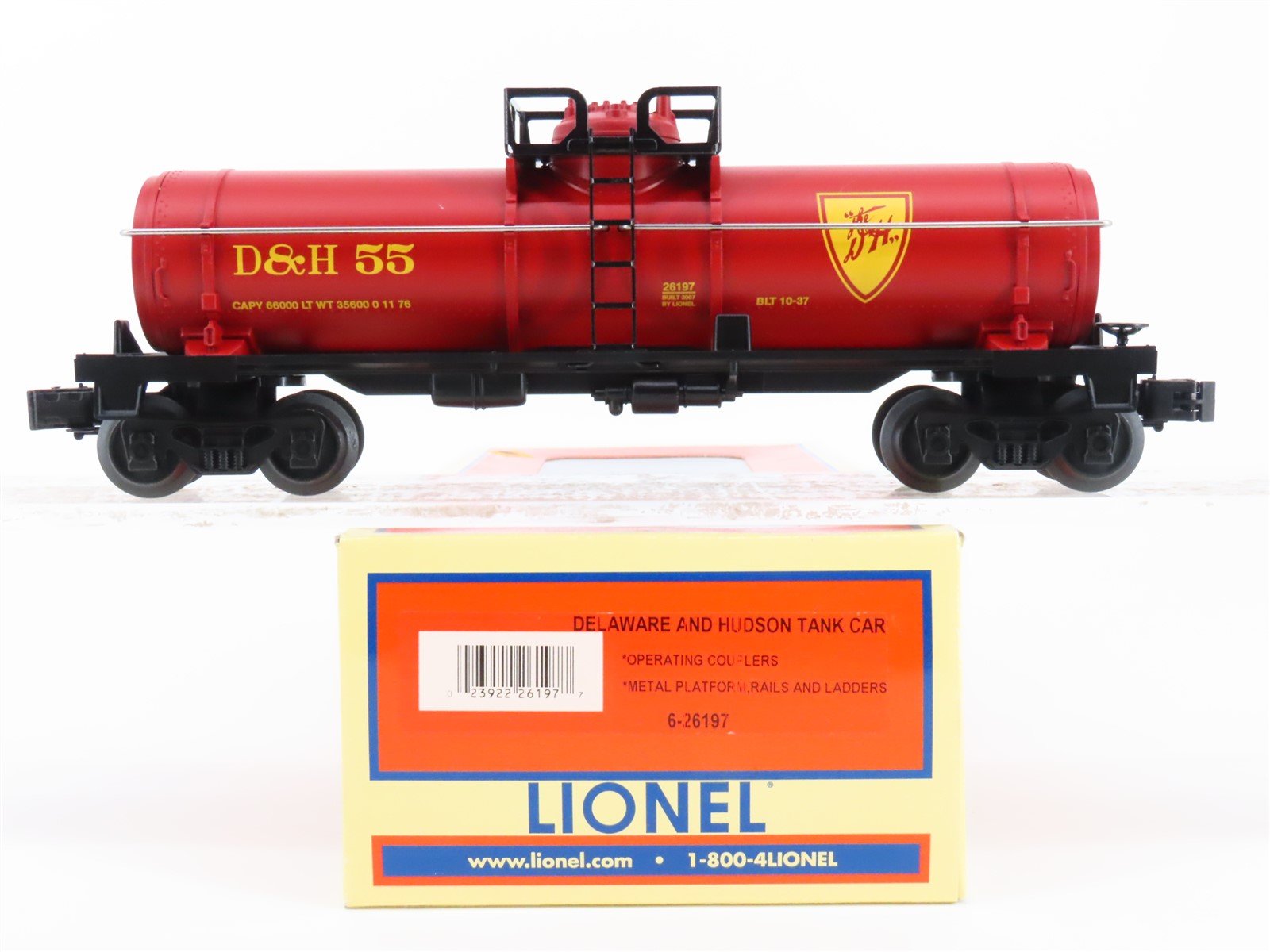 O Gauge 3-Rail Lionel 6-26197 D&H Delaware & Hudson Single Dome Tankcar #55