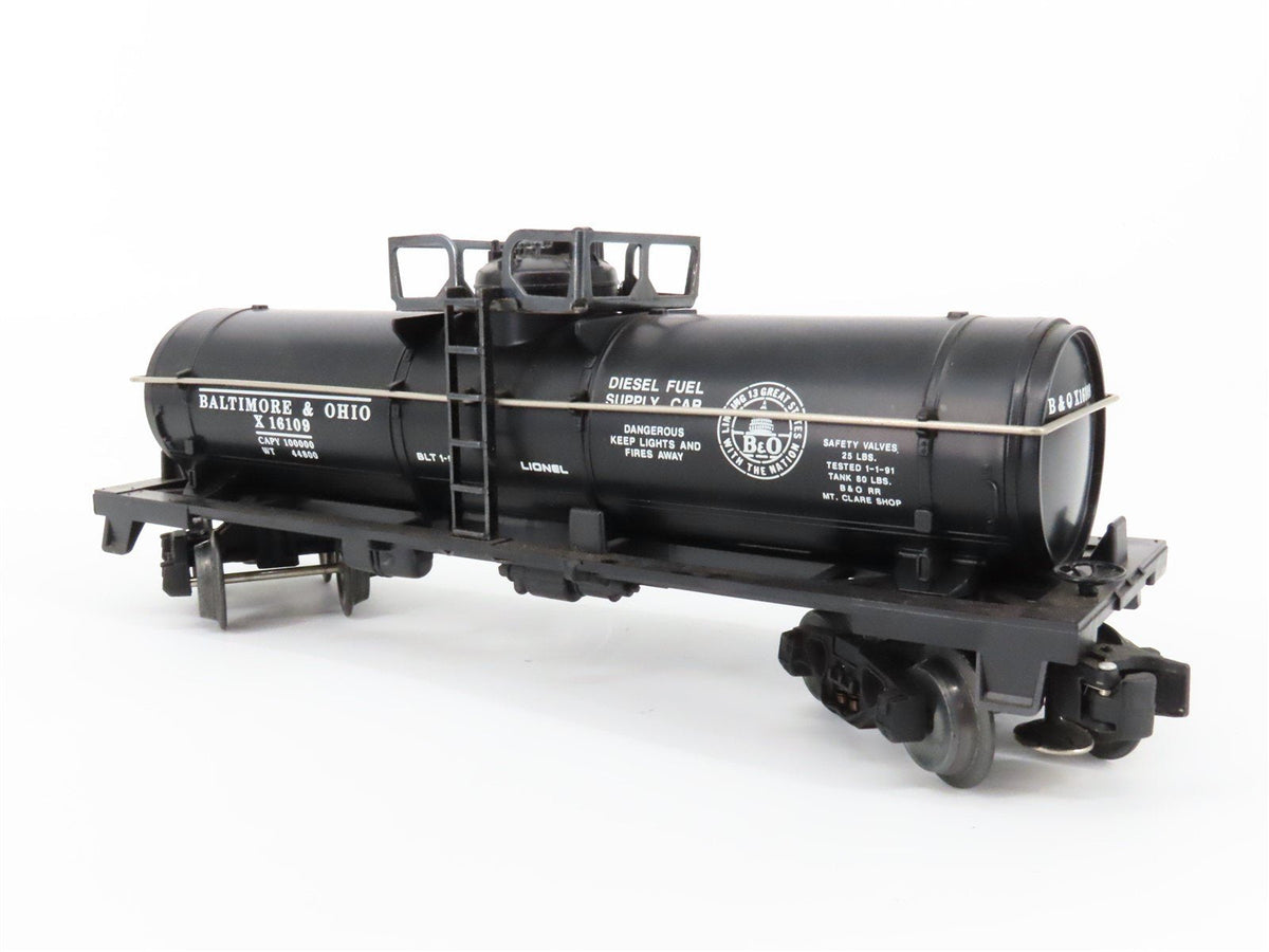 O Gauge 3-Rail Lionel 6-16109 B&amp;O Baltimore &amp; Ohio Single Dome Tank Car #X16109