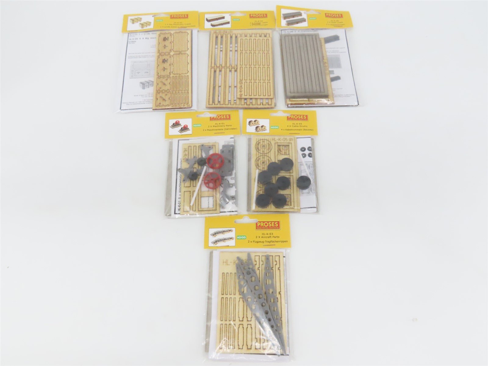 LOT of 6 HO Scale Proses Cable Drum/Aircraft Parts/Crate/Steel Loads