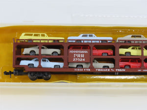 N AHM Minitrains 4902B TTX PRR Pennsylvania Auto Transporter #27024 w/ Vehicles