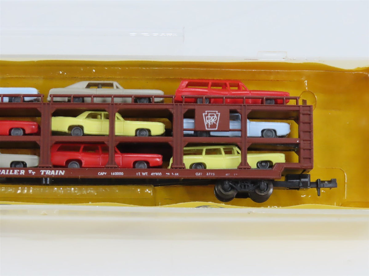 N AHM Minitrains 4902B TTX PRR Pennsylvania Auto Transporter #27024 w/ Vehicles