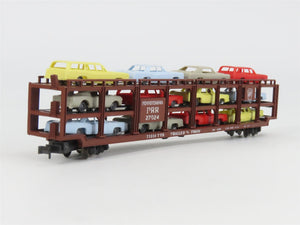 N AHM Minitrains 4902B TTX PRR Pennsylvania Auto Transporter #27024 w/ Vehicles