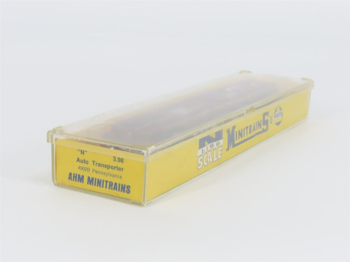 N AHM Minitrains 4902B TTX PRR Pennsylvania Auto Transporter #27024 w/ Vehicles