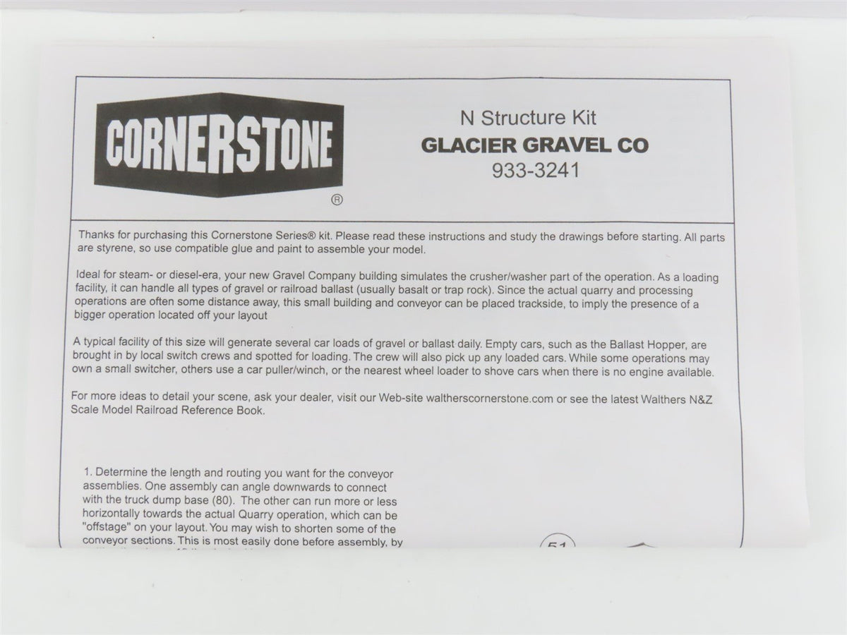 N 1/160 Scale Walthers Cornerstone Kit 933-3241 Glacier Gravel Company