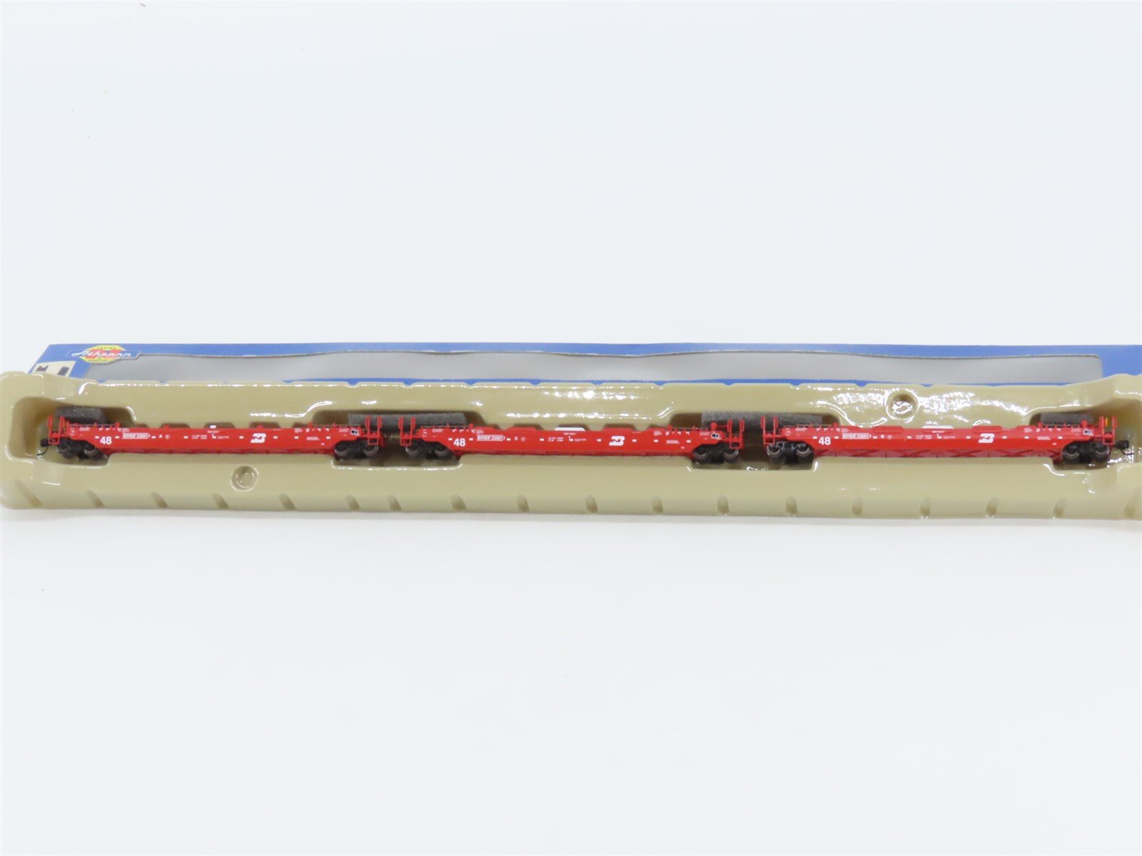 N Scale Athearn 17215 BNSF Railway Husky Stack 3-Unit Drawbarred #230017