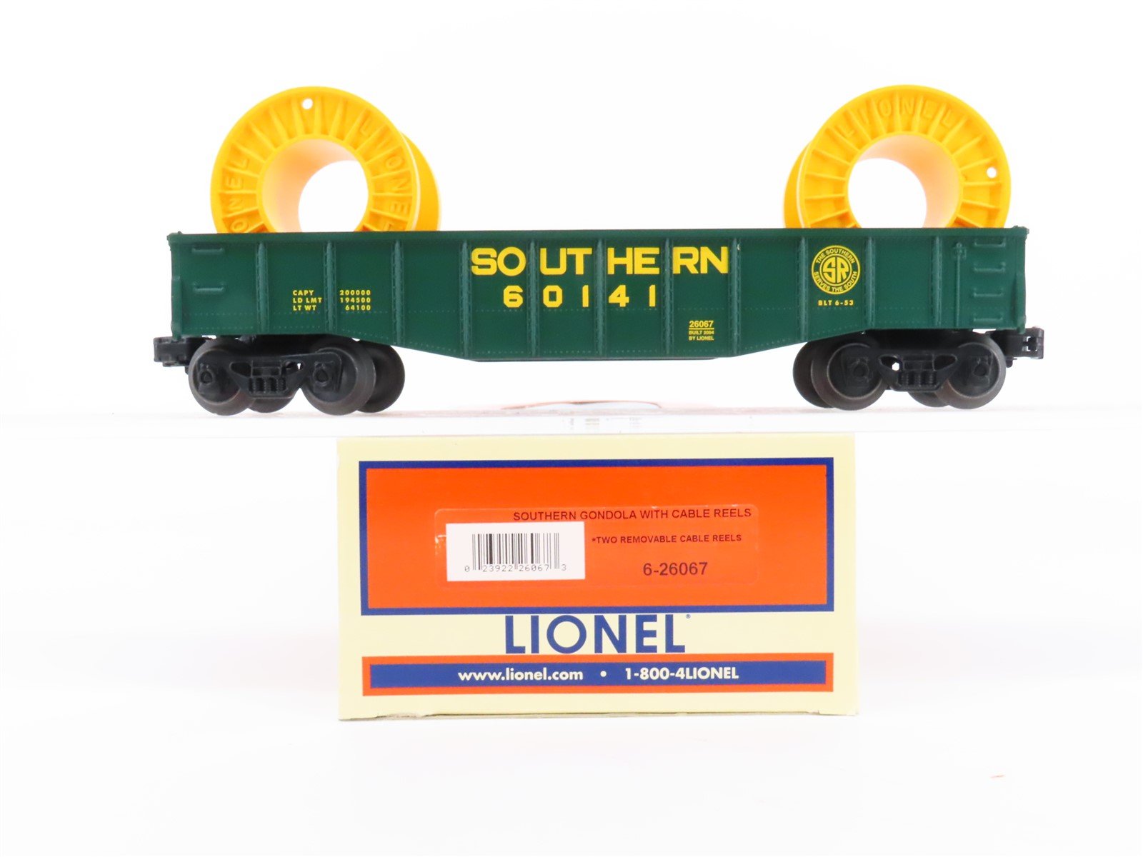 O Gauge 3-Rail Lionel 6-26067 SR Southern Railway Gondola w/Cable Reels #60141